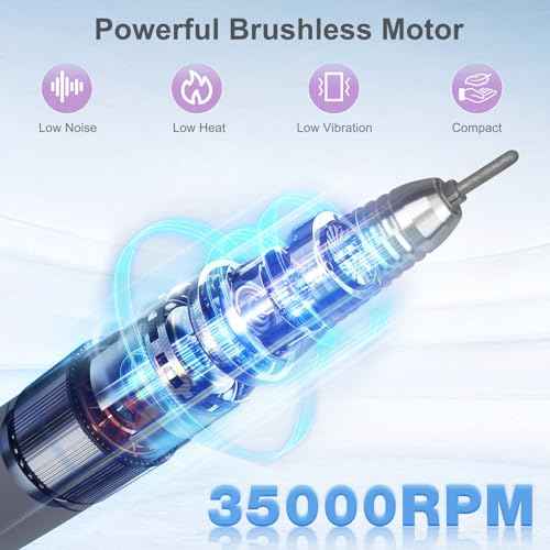 Nail Drill Handpiece for UP200 Machine, HoMove 35000RPM Professional Electric Nail File Handle Replacement 3 Pins, Low Noise and Comfortable (Only Handpiece)