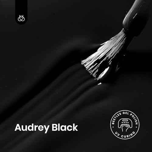 Beetles Black Gel Polish, 1 Pcs 15ml Audrey Black Nail Polish Color Gel Nail Polish Halloween Nails Soak Off Art Manicure Salon DIY Uv Lamp Nail Design Decoration at Home