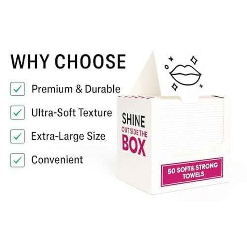 XL Disposable Face Towels ? 50 Count Ultra-Soft 100% Viscose Lint-Free Dry Wipes for Makeup Removal & Skincare, Hygienic Facial Towelettes for Sensitive Skin, Travel & Daily Use