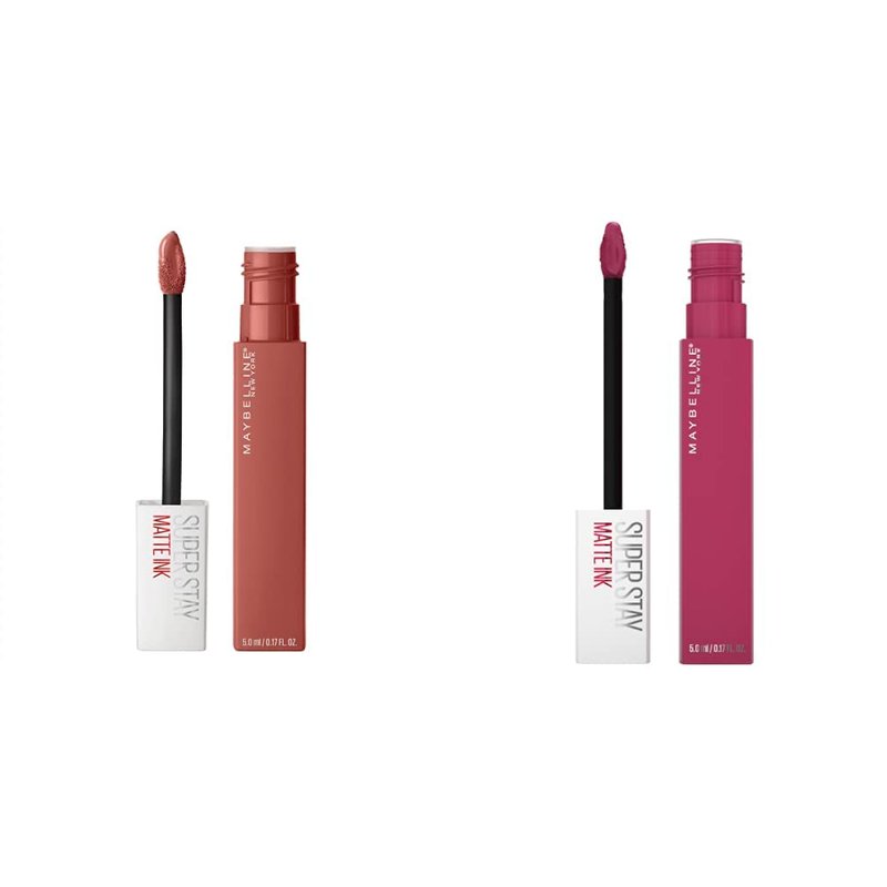 Maybelline Super Stay Matte Ink Liquid Lipstick - Long-Lasting High Impact Color | 16H Wear in Light Red & Pathfinder Berry Pink