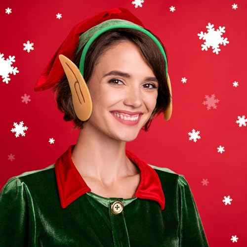 12 Pack Elf Ears Headbands Christmas Elf Cosplay Party Accessories Christmas Elf Ear Headwear Costume Supplies(Green)