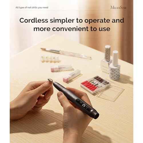 MelodySusie Cordless Nail Drill, PC180G 25,000RPM Rechargeable Electric Nail File with Nail Drill Bits,Sanding Bands