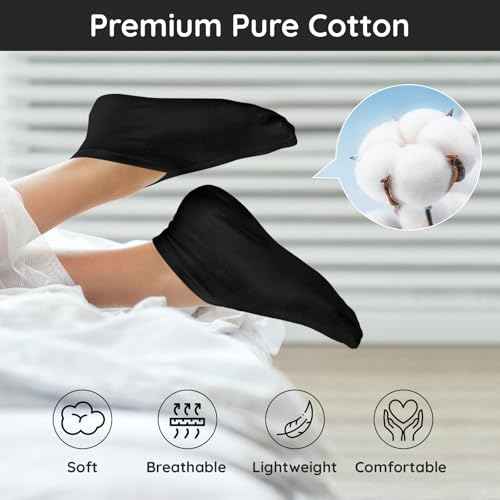 Segbeauty 12 Count Moisturizing Cotton Socks for Women, 6 Pairs Sleep Socks for Cracked Heel Repair, Foot Care Spa Moisture for Dry Feet Overnight, Black Sleeping Gel Lotion Sock for Cracked Heels