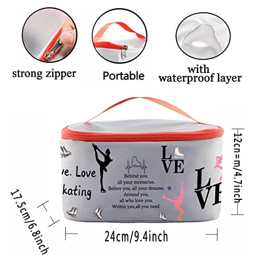 PXTIDY Ice Skating Gifts Skating Cosmetic Organizer Bag Live Love Figure Skating Gifts Makeup Case Skate Lover Gift for Women Skating Team Gift(-LT)