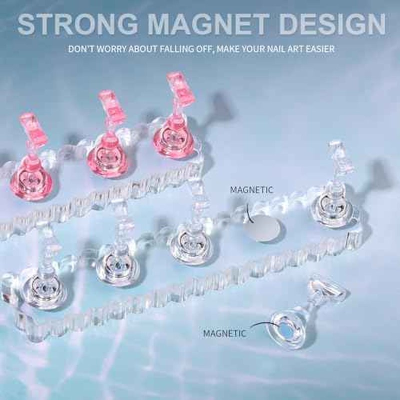 Fandamei Nail Stand, 2 Set Nail Holder for Painting Nails, Nail Stand for Press on, Press on Nail Stand for Practice, Magnetic Acrylic Nail Display Stands for Nail Art with Double-sided Tape