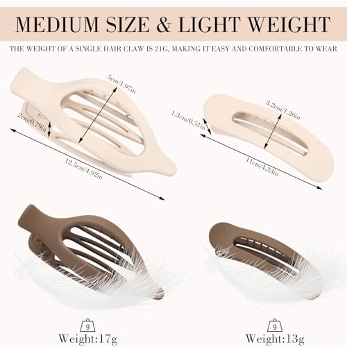 obeoby 8 Pcs Flat Hair Clips, Neutral Color Flat Claw Clips 2 Styles Hair Claws for Women Girls Medium Hair Volume French Hair Barrettes Accessories
