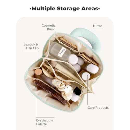 Detola Makeup Bag, Large Capacity Cosmetic Bags Travel Toiletry Bag for Women Waterproof Make up Organizer Portable Open Flat Cosmetic Pouch with Brush Compartment Travel Gifts for Women, Pink