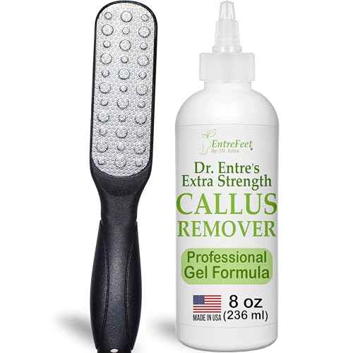 Callus Remover Gel & Double-Sided Foot File: 8 oz Extra Strength Callus Remover for Feet, Foot Callus Remover Care, Pedicure Tools Supplies, Spa Kit, Dead Skin Scrubber