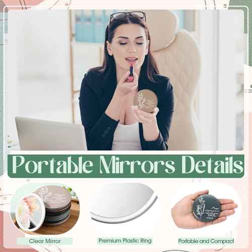 80 Pcs Christian Compact Mirrors for Women Inspirational Bible Verse Scripture Pocket Mirrors Bulk Mini Purse Makeup Mirror for Grandma Pastor's Wife Christmas Thanksgiving Church Party Favor
