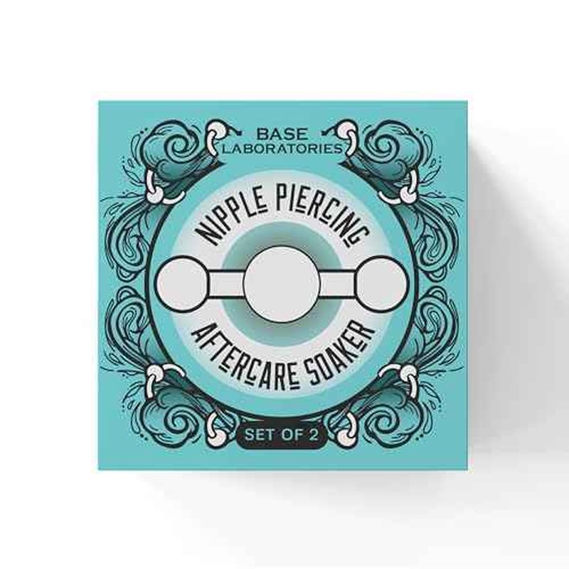 Base Laboratories Nipple Piercing Aftercare Soaker Set | Hands-Free Nipple Piercing Cleaner | Nipple Piercing Kit for Women | Cracked Nipple Care | 2 Silicone Cups