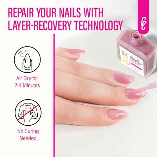 Nail Repair for Women: 8 in 1 Dusty Rose Nail Hardener Strengthener Extra Strong and Growth - Protein Nail Polish Hardener Ridge Filler Concealer for Weak and Damaged Nails 15ml