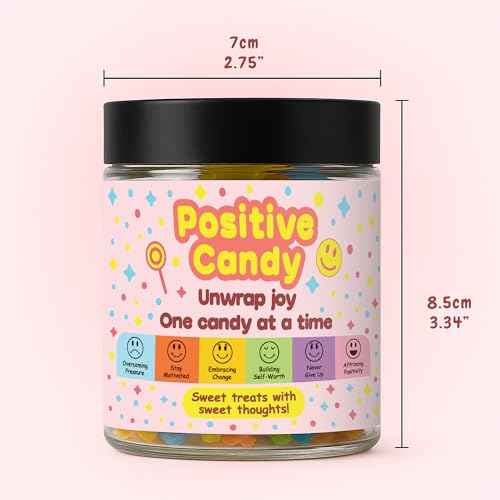 Positive Messages in Candy, Unique Gifts for Women, Positive Affirmations Cards, Christmas Gift for Teen Girls, Self Care Gifts, Motivational Gift, Affirmation Jar