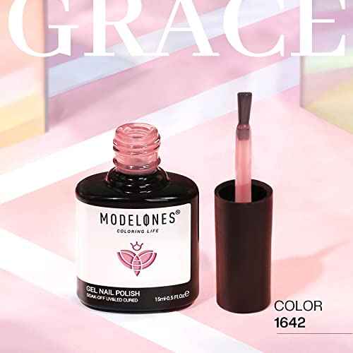 modelones Pink Gel Nail Polish, Jelly Nude Pink Gel Polish French Tip Base Colors Translucent Soak Off U V Soap Nails for Nail Art Manicure at Home 15ML
