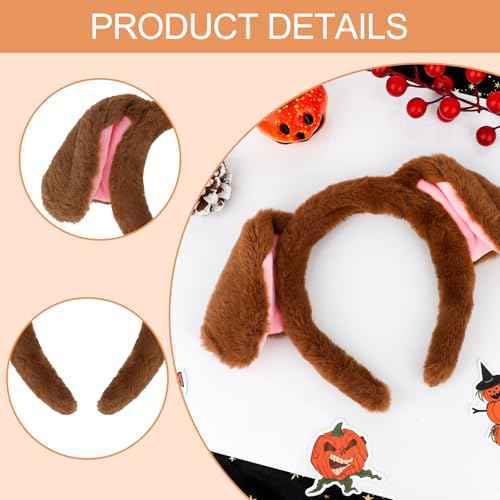 Brown Dog Ears Headband Puppy Ears Plush Animal Ears Headband Adult Halloween Costumes Woman Christmas Festival Theme Party Cosplay Costume Head Bands