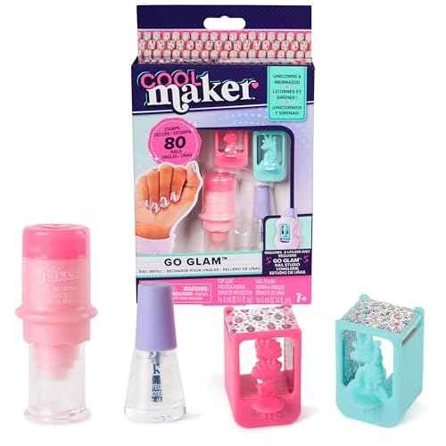 Cool Maker, GO Glam Nail Kit Refill, Unicorn & Mermaid Designs, Style 80 Nails (Packaging May Vary), Arts and Crafts Kids Toys for Ages 7 and up