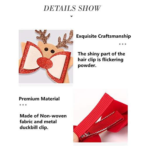 8Pcs Christmas Hair Clip Santa Gingerbread Reindeer Hair Barrettes Cute Wrap Bows Christmas Hair Accessories