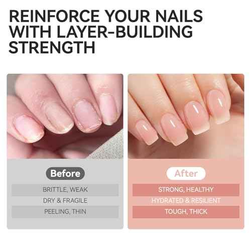 Gelike EC Nail Growth Strengthener for Woman: Nude Blush 6 in 1 Natural Nail Hardener Extra Strong and Growth - Nail Polish Hardener for Weak and Damaged Nails