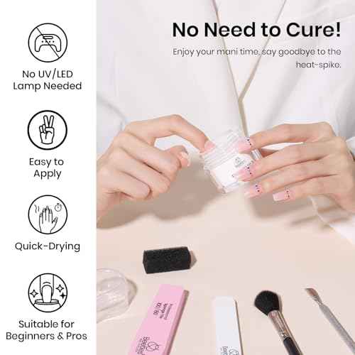 Beetles Dip Powder Clear Color, Transparent Nail Dipping Powder Crystal Clear French Nail Art Basic Starter No Nail Lamp Needed Manicure Salon DIY at Home for Women