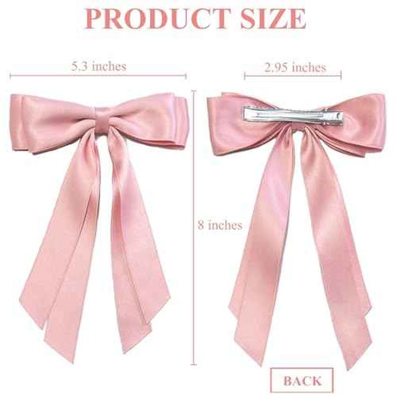 Hair Bows for Women Bow Clips Cute Ribbons Girls Ribbon Bows BowKnot Barrettes Tassel Bow Clips Fashion Hair Accessories for Women, Pink & Beige
