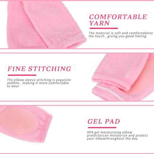 KALIONE 2 Pairs Elbow Moisturizing Sleeve Elbow Gel Cover Heel Socks Elbow Sleeves Elbow Pads for SPA Moisturizing Dry Cracked Skin Care