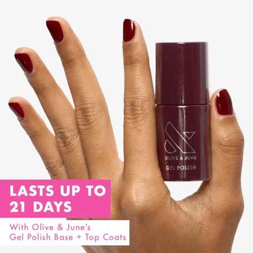 Olive & June Gel Polish | UV LED Nail Lamp Needed | Long Lasting Formula | Up to 21 Days of Wear | Damage-Free Removal | Salon-Quality Manicure, Pedicure at Home | Obsessed | Dark Ruby