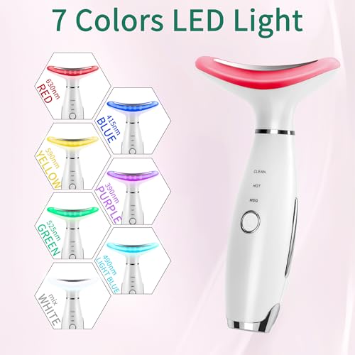 7 Color True Beauty Glow Facial Massager, Red-Light-Therapy Wand for Facial Skin Care, Vibrating Massager for Face and Neck, Galvanic Facial Machine, Lymphatic Drainage Massager Face