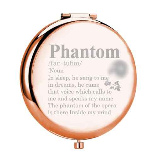 UJIMS Opera Drama Lover Gift Phantom Mask and Rose Compact Mirror Musicals Phantom Gift for Fans (Phantom Mirror)