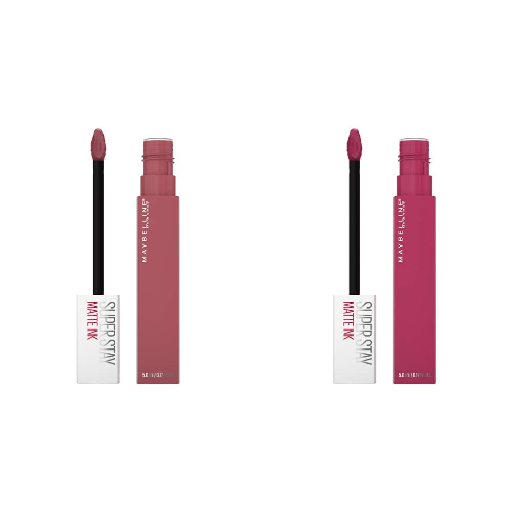 Maybelline Super Stay Matte Ink Liquid Lipstick - Long Lasting 16H Wear | Pathfinder Berry Pink & Ringleader Mauve Pink