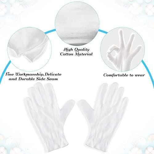 Paxcoo 6 Pairs XL White Cotton Gloves for Dry Hand Moisturizing Cosmetic Eczema Hand Spa and Jewelry Inspection
