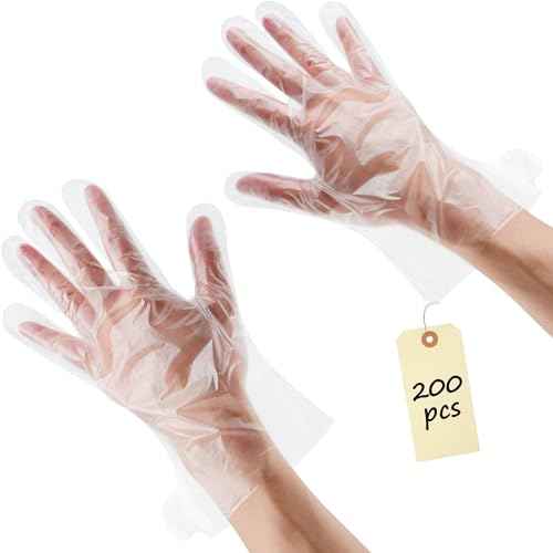 200 Pcs Paraffin Gloves for Hands - Lightweight, Disposable, Transparent, Leak-Proof, Universal Plastic Paraffin Wax Gloves for Hands - Soft, Easy to Use for Cooking, Eating, Cleaning, Hair Coloring