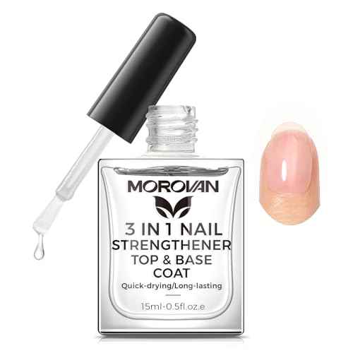 Morovan Base Coat Nail Strengthener: 3 IN 1 Nail Growth Top Coat Clear Quick Dry Nail Polish Strong Repairs Damaged Nail Hardener Long Lasting Shine No Chip Fingernail Treatment Care for Women Girls