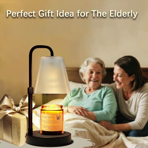 Candle Warmer Lamp with Timer Electric Wax Warmer for Scented Wax Melt Warmer Melter for Jar Candles Dimmable Adjustable Height Gifts for Women Mom House Warming Frossted Glass Black