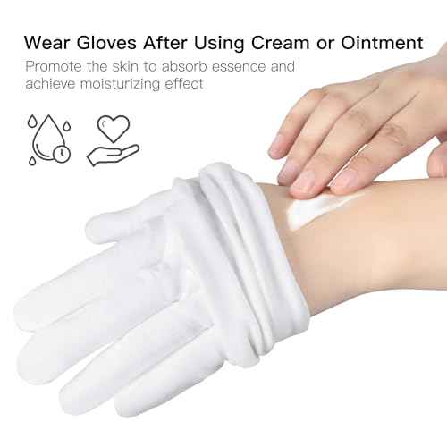 12 Pairs Cotton Moisturizing Gloves and Socks Set (1 Washing Bag Included), Dry Hands Feet Overnight Lotion SPA Treatment, Eczema Skin Friendly, Breathable and Soft Glove Liners for Summer