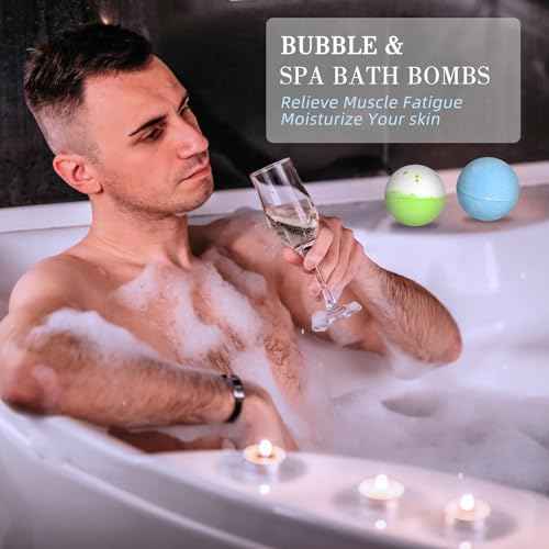 4 Pcs Bath Bombs for Men, Handmade Large Bath Bomb for Bubble&Spa Bath,Organic Essential Oil Bathbombs with Natural Ingredients Relaxing Scents,Great Gift Set for Him,Father,Husband,Boy Friend