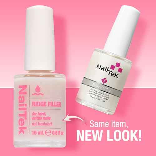 Nail Tek Ridge Filler Formula 3 ? Clear Ridge Filler for Nails, Base Coat, Nail Strengthener Polish for Hard & Brittle Nails, 0.5 fl oz