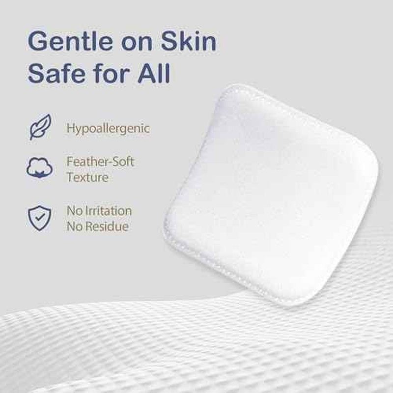 Ourmed Life Large Cotton Pads for Makeup Removal, Soft & Lint-Free Face Pads with Pressed Seam Design, Durable Makeup Remover Pads for Facial Cleansing on All Skin Types, 3x3 Inch, 60 Count