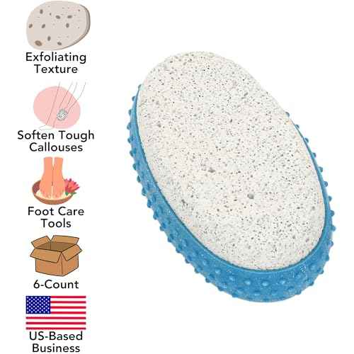 Iconikal 6-Pack Pumice Exfoliating Stone with Rubber Grip (Blue)
