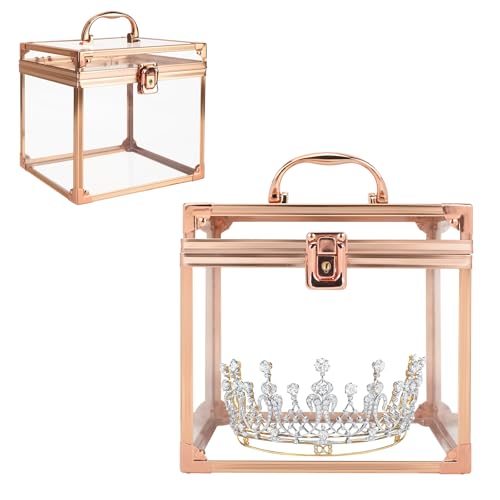 Crown Box, Clear Makeup Case,Cosmetic Organizer, Large Capacity Transparent Acrylic Artists Display Case for Vanity,Bathroom Counter or Dresser