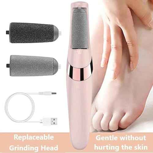 Avoria Foot Shaver, Avoria Electric Foot File, Rechargeable Portable Waterproof Electric Foot Polisher Grinder with 2 Rollers, Calloused Feet Remover Tool, Hard Cracked (Pink)