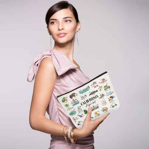 California Alphabet Cosmetic Bag Makeup Bag California Lovers Gift California Travel Souvenir Merch Vacation Friendship Gifts for Women California Lovers Girls Trip Gifts Favors Christmas Birthday