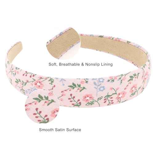 Wecoe 12pcs Headbands for Women Girls Summer Flower Floral Plain Checked Plaid Printed Headbands Hairbands Diy Costume Hair Accessories Women Girls Diademas Coreanas Para Mujer Gifts