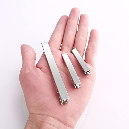 70 Pcs Alligator Hair Clips, 3 Sizes Oversized Metal Silver Hair Bow Clips Single Prong Hairdressing Salon Hair Grip DIY Accessories Hairpins for Women Bows Making Crafts (3.9-2.2-1.8 inch)