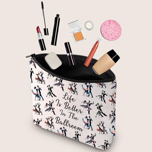 JXGZSO Dance Lover Life Is Better in the Ballroom Makeup Bag - Ballroom Dance Organizer for Tango Dancer