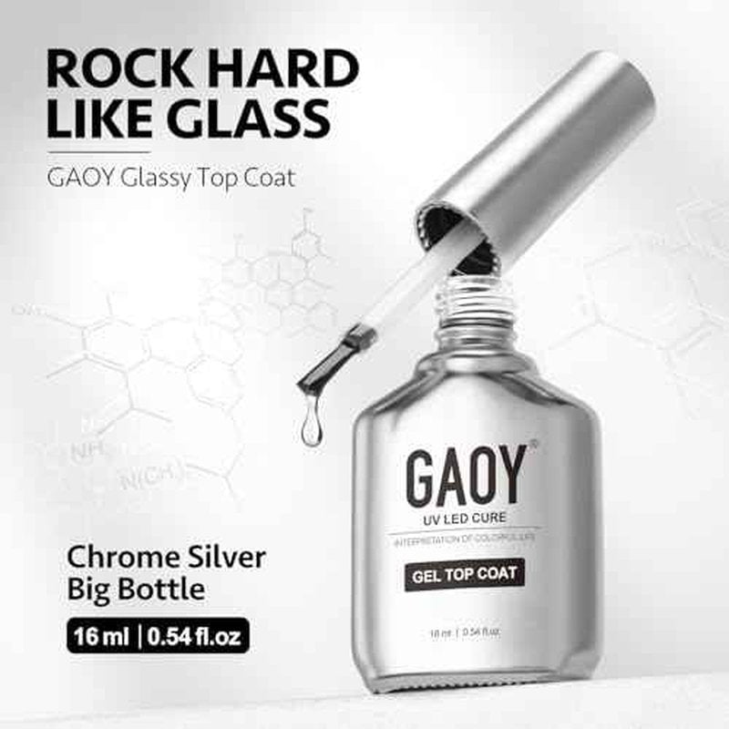 GAOY 16ml 4 Pcs Glassy Gel Top Coat and Base Coat Set, No Wipe Foundation Combination for UV Light Cure Nail Polish