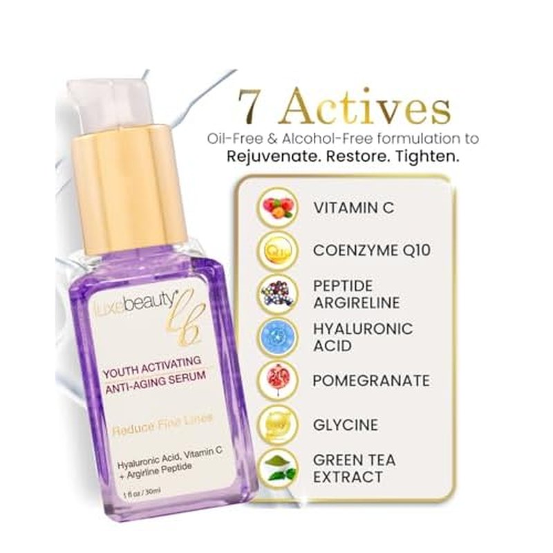 Luxe Beauty: Anti-Aging and Youth Activating Serum for Face and Eyes (1 Fl Oz)