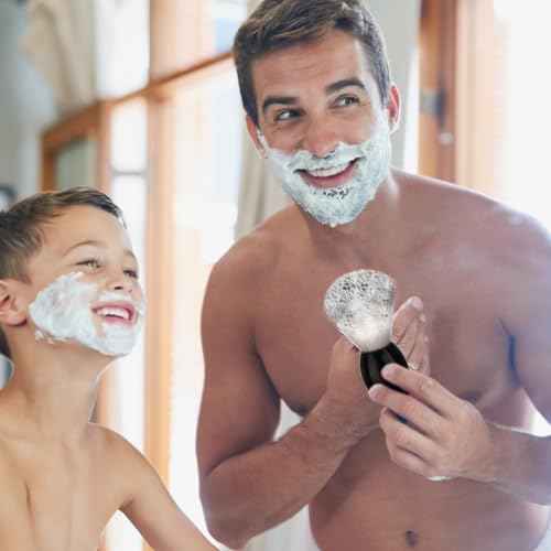 7Pcs Men Shaving Brush Wood Handle, Professional Salon Tools Hand Crafted Shaving Brush Wood Handle Black Wood Handle Shave Brushes Handmade Nylon Hair Brush for Men