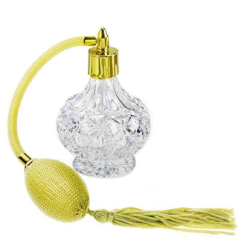 H&D HYALINE & DORA H&D Charming Clear Checked Carved Glass Empty Refillable Perfume Bottle with Spray Atomizer