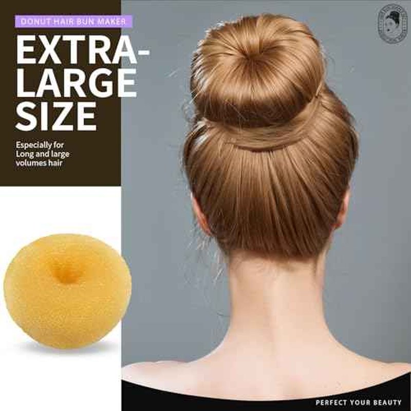 Teenitor Hair Bun Maker Set, 7 Pieces Bun Donuts for Hair(1 Extra-Large, 2 Large, 2 Medium, 2 Small), 5 Elastic Bands, 20 Hair Pins, Gold