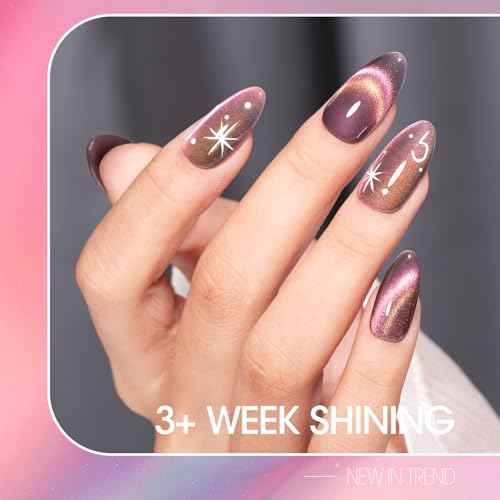 Gellen Cat Eye Gel Nail Polish - 18ml Pink 9D Holographic Glitter Reflective With Magnet Stick - Soak Off UV Nail Art Salon DIY Home