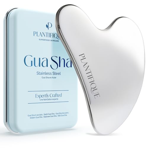 Gua Sha Rose Quartz Facial Massage Tool - Anti-Aging Skin Care | Heart Shape with Travel Pouch